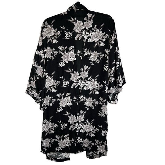Spiritual Gangster Maya Kimono Women Large Black Floral Tie Front Boho Fairy - Picture 2 of 10